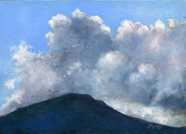 "Cloudscape," 5x7 inch oil on canvas panel painting, framed.