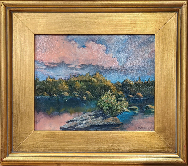 I love to paint rocks and winding old tree roots. There are so many interesting shapes, colors and textures to explore just in these small snapshots of nature. This oil on panel is of a beautiful yellow birch found along a rocky stream bed. White Mountain art. White Mountains paintings. White Mountain Artist.