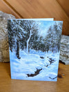 Imagine the quiet sparkle of sunlight through bare trees on fresh-fallen snow. The gentle murmur of a hidden stream that peeks through here and there. Birch, fir and maple mark the edges of the stream. And the single track of some unknown creature meandering by. I love these little quiet places in the winter woods.