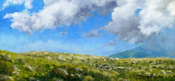 "Incoming Showers," 9x12 inch oil painting on panel