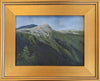 As you break above treeline on the Crawford Path you can see the way ahead to Mount Washington, along with all the summits you must traverse to get there. Monroe is the final peak to be crossed (or walked around!) and it rises up like a horn of stone in front of Washington's building-topped peak.   9 x 12 inch oil on panel painting framed in a 14 x 17 inch gold-toned, wood frame signed by the artist wired and ready to hang