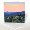 "Hunger Mountain Sunset," 5 by 5 inch square, blank greeting card with envelope.