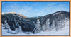 "Mount Willard, Winter" is a 20 by 40 inch framed oil on canvas painting by Rebecca M. Fullerton depicting the view over Crawford Notch from Mount Willard in the heart of New Hampshire's White Mountains.