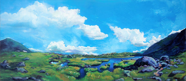 "Cloudsweep" original 20 x 45 inch oil on canvas landscape painting (SOLD)