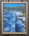 "Bog Bridges in Winter" 8x10 inch oil painting on panel