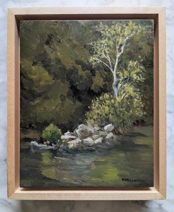 "Boom Pier, Berlin" 8x10 inch oil painting on panel by Artist Rebecca M. Fullerton. White Mountains, New Hampshire.