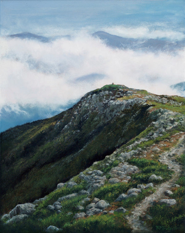 Mount Franklin doesn't get a lot of love. It's not on the NH 4,000-footer list, but I'm giving it its due as a fine art portrait here. It is a real stunner of a mountain! Small 4x5½" greeting cards. High quality prints of paintings on archival felted cardstock. Certified by the Forest Stewardship Council.