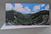 I just love Mount Willard, perched above Crawford Notch in New Hampshire's White Mountains. The first green leaves of spring are always a wonderful surprise as the forest reawakens. Panoramic 4x8" greeting cards. High quality prints of paintings on archival felted cardstock. Certified by the Forest Stewardship Council.