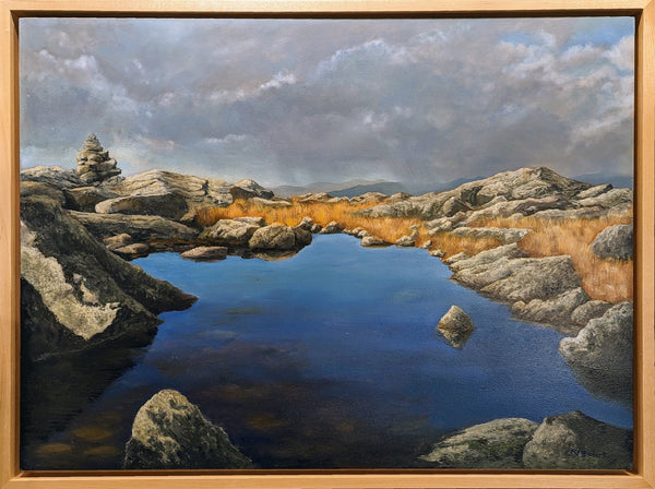 "Still Sunny Here," 18x24 inch oil on panel landscape painting. Lakes of the Clouds, Presidential Range, White Mountains, New Hampshire.