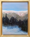Tuckerman Ravine holds a special draw for winter hikers and skiers. I've hiked up many times just to see the staggering cliffs. Animals tracks cross the trails, letting us know that we are just visitors. Deer, fox, moose and bears ander the woods. Luminous 8x10 inch oil painting on panel, framed. White Mountains, NH.
