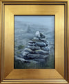 "Cairn in the Fog," framed 8x10 inch oil on panel painting (SOLD)