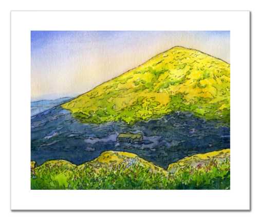 Appalachian Mountain Club Madison Spring Hut, White Mountain National Forest, White Mountains, New Hampshire. Fine art print of a watercolor painting. Gifts for hikers, backpackers, outdoor enthusiasts and hut fans.