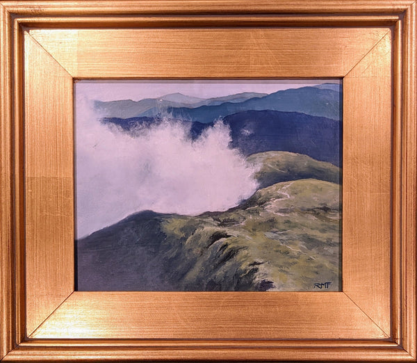 "Crawford Path Cloud Waves," framed 8x10 inch oil on panel painting